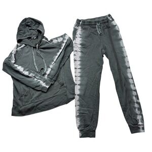 Blue B Collection Womens Tie Dye Hoodie and Joggers Lounge Set Grey Small #1136